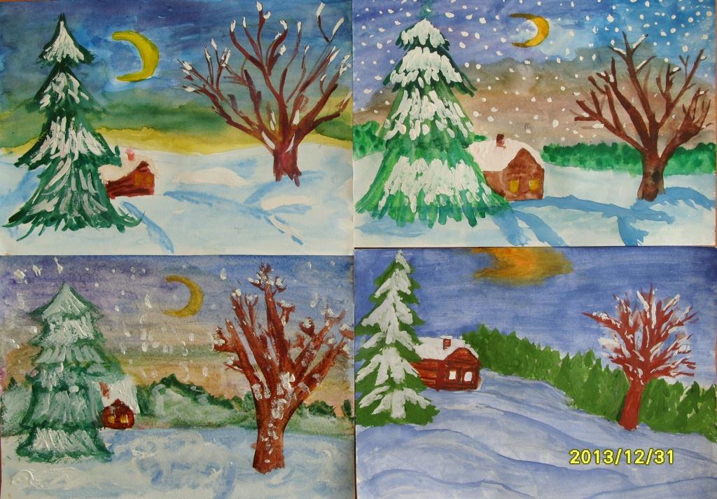 Времена года 1 класс изо. Зимние рисунки. Рисунок на тему зимний пейзаж. Зимний пейзаж для детей. Рисование 3 класс зима.